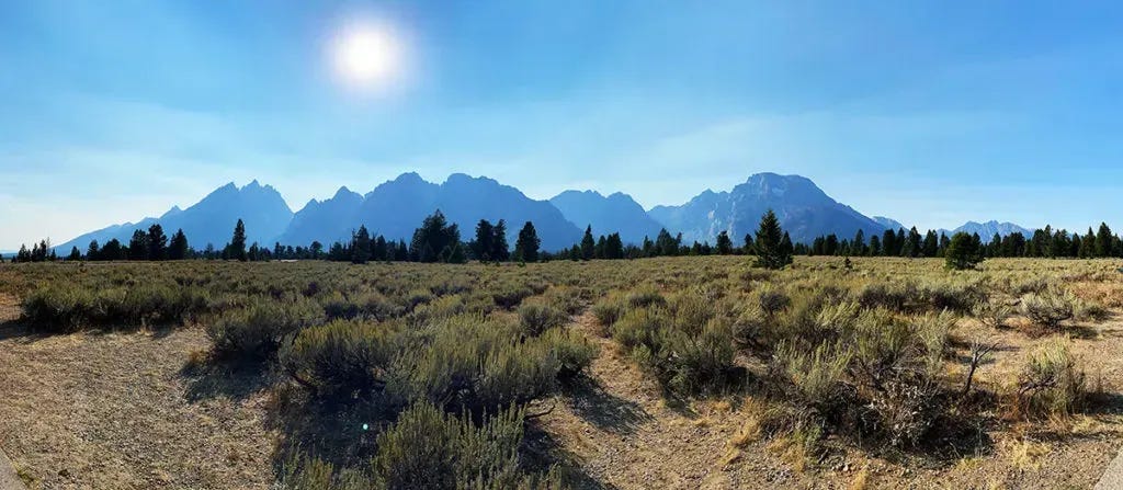 The Grand Tetons mountain range.