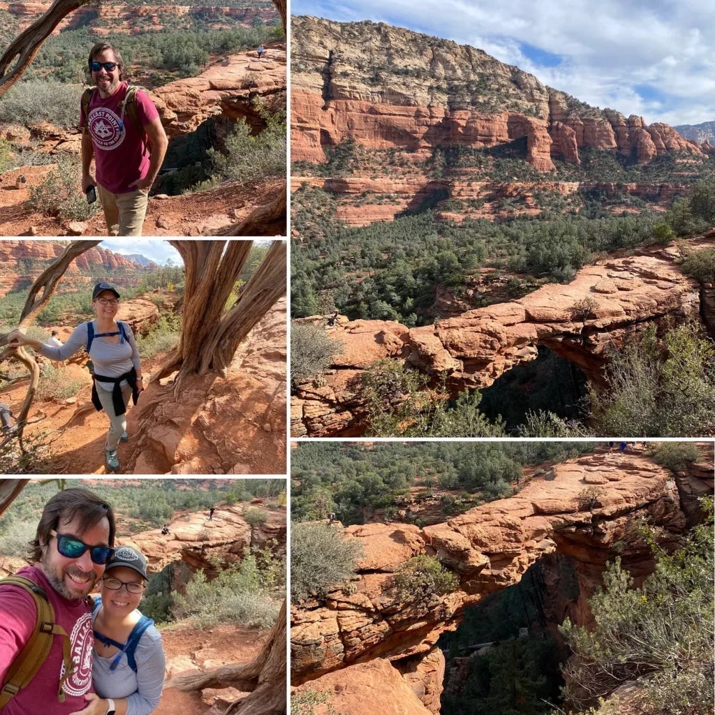 Pictures of Donetta and James hiking along the trail.